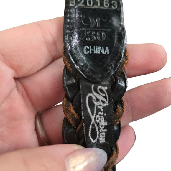 Vintage Brighton Braided Leather Belt With Ornate Metal Buckle Size 30 M Black - Picture 5 of 8